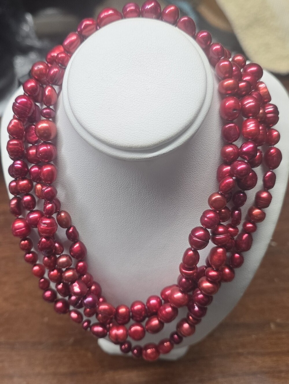 Multi-Strand Honora Collection Red Pearl Necklace - Elegant Layered Design